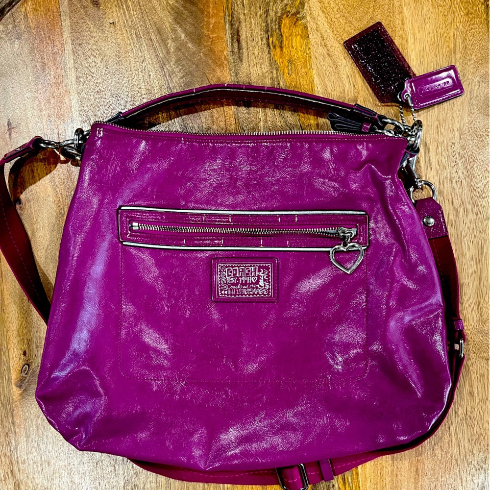 Coach Daisy Liquid Gloss Leather Crossbody Handbag F-20017 Berry